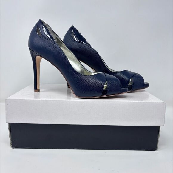 Alfani Navy Peep Toe Heels, Size 6.5M - Picture 1 of 7